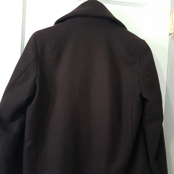 All Saints Jax Wool Blend Draped Coat Burgundy Sz 8 - Picture 8 of 16